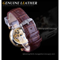 Forsining Golden Watches Fashion Blue Hands Mens Automatic Mechanical Watch Self-wind Watches Leather Luminous Hands